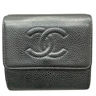 Chanel Pre-owned Wallets, female, Black, Size: ONE SIZE Pre-owned Caviar Skin Trifold Wallet