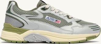 Autry HYPERWAY SNEAKERS IN SILVER SEA GRASS AND CYPRESS SYNTHETIC LEATHER AND MESH