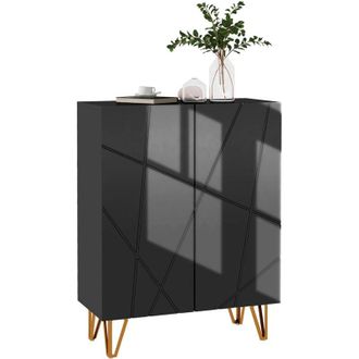 HOMCOM Homcom - Narrow Shoe Cabinet, Slim Shoe Storage Cabinet with Soft-Close Hinges and Adjustable Shelves for 15-20 Pairs of Shoes Black