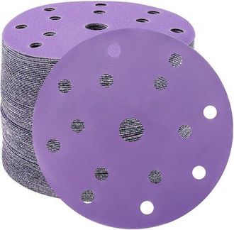 No Brand Discos De Lijado De 150 Mm, Papel De Lija De Grano 2000, 50 Unidades, Discos De Lijado De 15 Agujeros Para Lijadora Orbital (morado)
