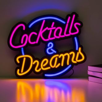 OEM Cocktails And Dreams - Luces Ne&oacute;n Led Bar O Pub Decorar Pared Y Barra, Letrero Luminoso Led Decoraci&oacute;n Taberna Cervecer&iacute;a, Cartel Luz Led Bar Restaura