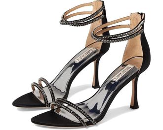 Badgley Mischka Logan Womens Black Ankle Straps Zipper Stiletto Heel KHD230