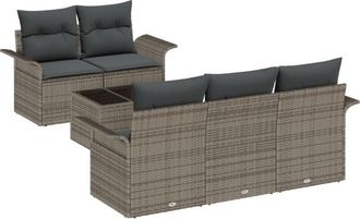 vidaXL Garden Sofa Set 6 pcs Grey Poly rattan Vidaxl