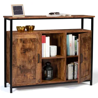 IDMarket Credenza A 2 Ante Con Ripiani Effetto Invecchiato, Design Industriale Dayton