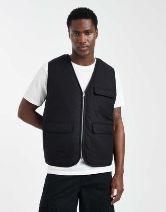 Asos Gilet multitasche imbottito nero trapuntato