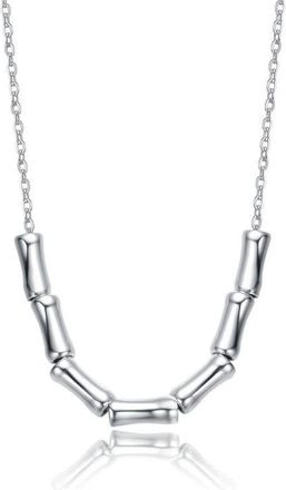 Rachel Glauber White Gold Plated with Bamboo-Inspired Beads Necklace