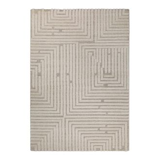 Wecon Home Alfombra de dise&ntilde;o con motivo laberinto y relieve tonos beige 160x230
