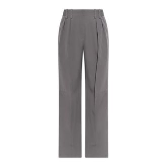 Jil Sander Wide Trousers, female, Gray, Size: XS Wool Gabardine Trousers