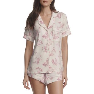 Eberjey Gisele Floral Jersey Short Pajamas in Rose Garden Cameo /pale Pink at Nordstrom, Size Xx-Large
