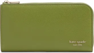 Kate Spade New York Devin Pebble Leather Zip Wallet in Jungle Vine at Nordstrom