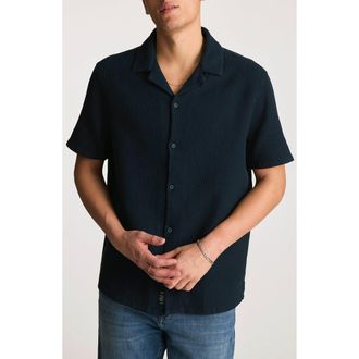 Mavi Waffle Knit Camp Shirt in Total Eclipse at Nordstrom, Size Xx-Large