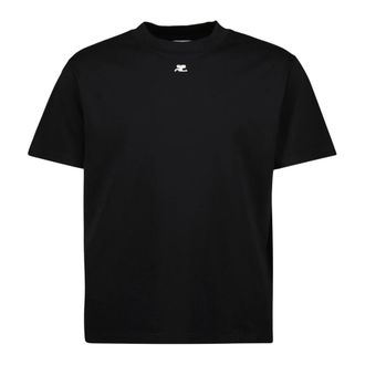 Courr&egrave;ges T-Shirts, male, Black, Size: M Black Oversized T-Shirt Autumn-Winter 2025