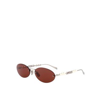 Gucci Sunglasses, female, Brown, ONE SIZE, Oval Pearl Chain Sunglasses