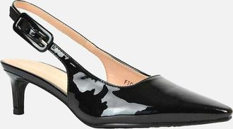 XY London Womens XY London Womens/Ladies Kelly Sling Back Low Kitten Heel Court Shoes - Black - Size: 5