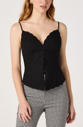 ASTR the Label Odette Scallop Hem Camisole in Black at Nordstrom, Size X-Large