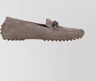 Brunello Cucinelli buckle loafers with studded sole and suede upper
