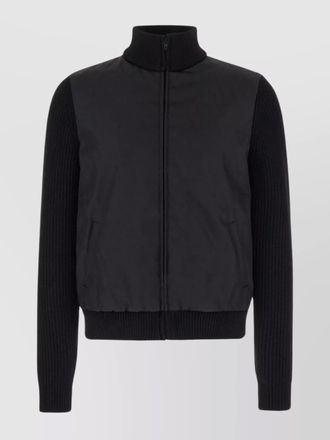 Valentino Garavani wool cardigan with high collar and ribbed texture