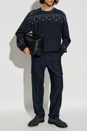 Etro Sweatshirt With Pattern, Mens, Navy Blue