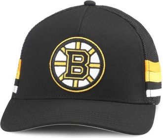 American Needle Mens American Needle Black Boston Bruins HotFoot Stripes Trucker Adjustable Hat at Nordstrom