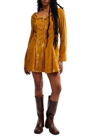 Free People Linney Velvet Minidress in Golden Syrup at Nordstrom Rack, Size 10