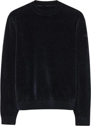 Roberto Ricci Design Velvet Round Knit - Heren - Ronde hals truien - Blauw - XL - Truien & Vesten