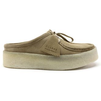 Clarks Wallabee Cup Lo Suede Womens Slip On Shoes - Light Tan Warmlined - Size:UK 6.5