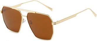 Generic Mens Metal Driving Sunglasses Womens Outdoor Commuting Vacation Sun Glasses(Brown)