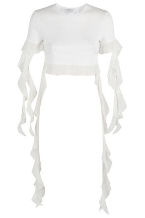 Blumarine Optical White Ruffled Top