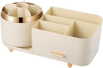 OEM Organizador De Maquillaje Giratorio 360&deg;, Pet, Con Cajones Y Compartimentos, Para Tocador, Escritorio, Ba&ntilde;o