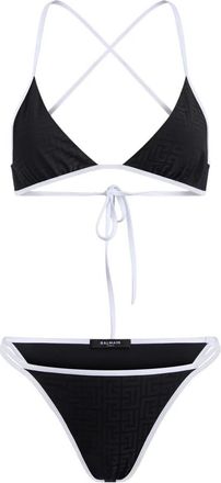 Balmain Monogram Lycra Badpak - Dames - Bikinis - Zwart - M - Tweed - Badmode