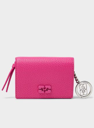 Ganni Womens Pink signature bi-fold card holder