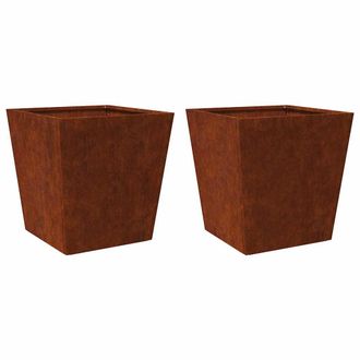 vidaXL Jardineras 2 Unidades Acero Oxidado 50x50x50 Cm Vidaxl