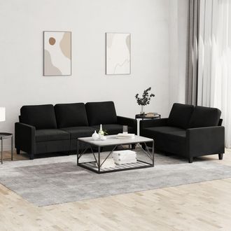 vidaXL Juego De Sof&aacute;s Con Cojines 2 Piezas Terciopelo Negro Vidaxl