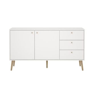 ebuy24 Aparador de 2 puertas y 3 cajones con patas de madera l147,2 cm