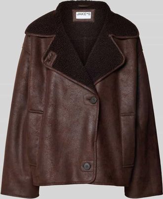 Jake*s Casual Relaxed Fit Jacke mit Reverskragen in Dunkelbraun, Größe L