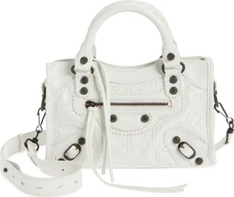 Balenciaga Mini Le City Brogue Bag in Optic White at Nordstrom