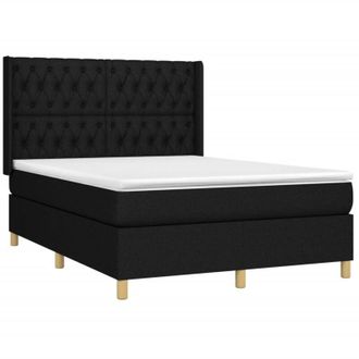 vidaXL Cama Box Spring Con Colch&oacute;n Tela Negro 140x200 Cm Vidaxl