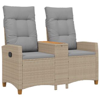 vidaXL Banco Reclinable Con Mesa Beige Y Gris Claro 126 X 65 X 112 Cm Vidaxl