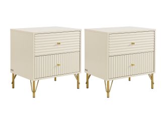 Vente-Unique Conjunto de 2 mesitas de noche con 2 cajones - Beige - LOUREO