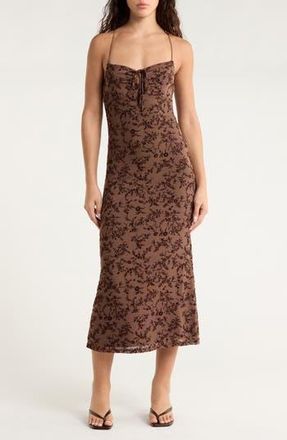 PacSun Hazel Burnout Velvet Slipdress in Brown at Nordstrom Rack, Size Medium