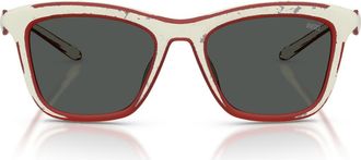 Diesel DL3008U 53mm Square Sunglasses in White Barrelling Red /Grey at Nordstrom