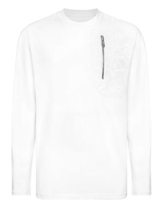 Philipp Plein Long Sleeve T-Shirt With Jacquard Crest Insert