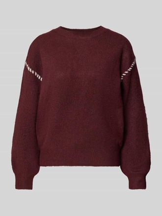 Freequent Strickpullover mit Rundhalsausschnitt Modell Kinlock in Bordeaux, Größe XS