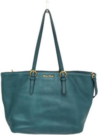 Miu Miu Pre-owned Tote Bags, female, Green, Size: ONE SIZE Pre-owned Leather Shoulder Bag