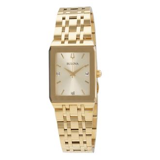 Bulova Quadra Quartz Diamond Champagne Dial Mens Watch 97D120