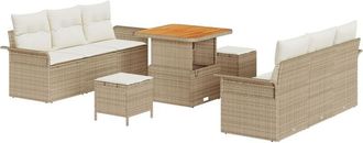 vidaXL Vidaxl - Garden Sofa Set Height-Adjustable 9 pcs Beige Poly Rattan