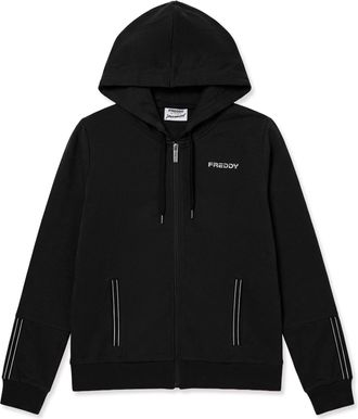 Freddy Felpa con cappuccio e zip, finiture elastiche logate