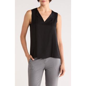 Theory Split Neck Silk Shell in Black at Nordstrom Rack, Size X-Large