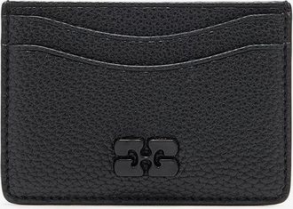 Ganni Black Card Holder in Grained