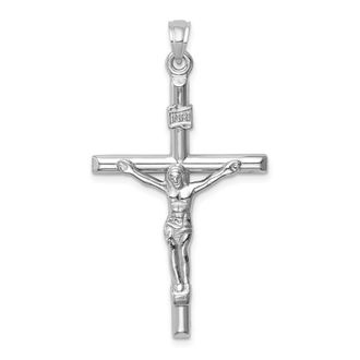 Diamond2Deal 14k White Gold Hollow Crucifix Pendant